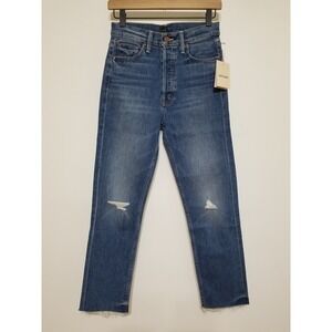 MOTHER The Tomcat Ankle Fray Jeans Globe Trotter Straight NWT Size 25 26 $278